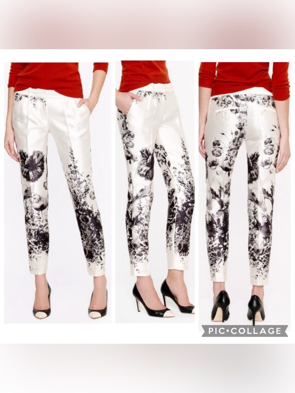 $398 J.Crew collection silk wool photo floral pants 6